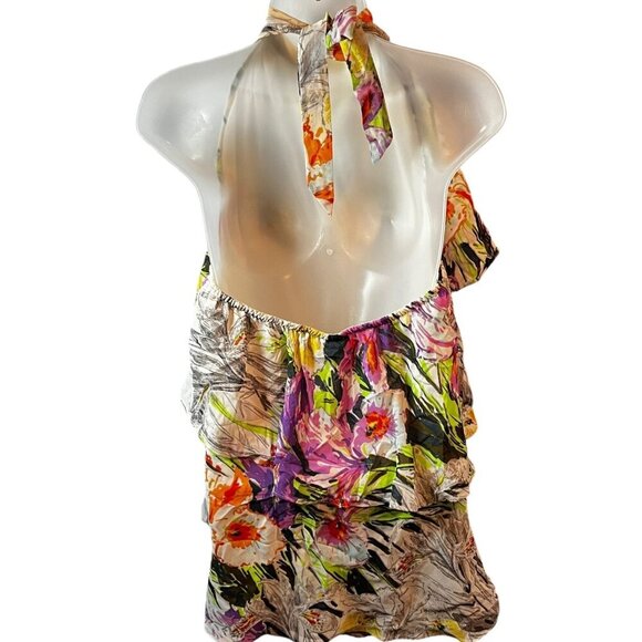 Lane Bryant Halter Neck Floral Print Ruffle Layered Top Womens Size 18/20 - Picture 2 of 13